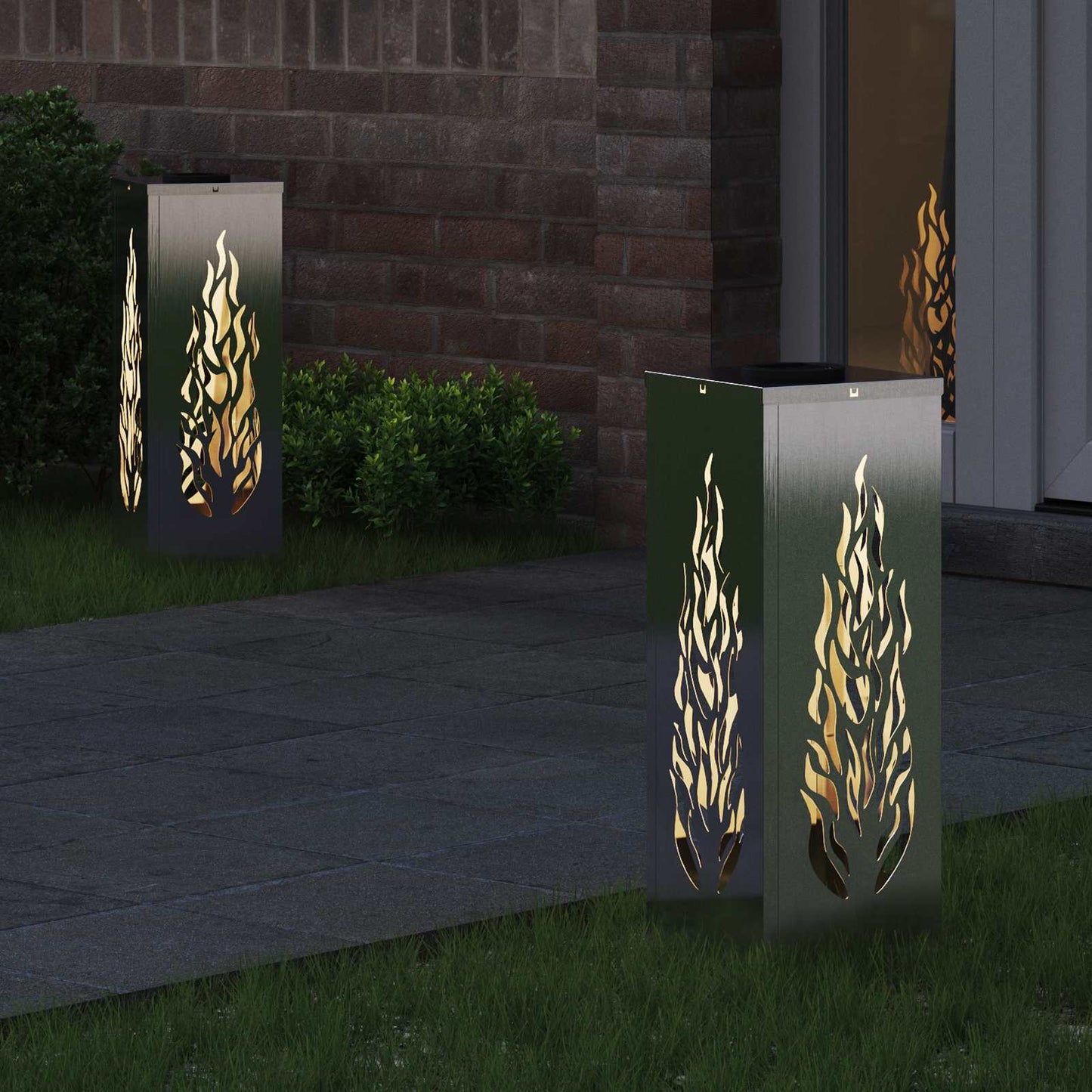 Lampes solaires LED pour allée, 2 pièces, acier inoxydable argenté