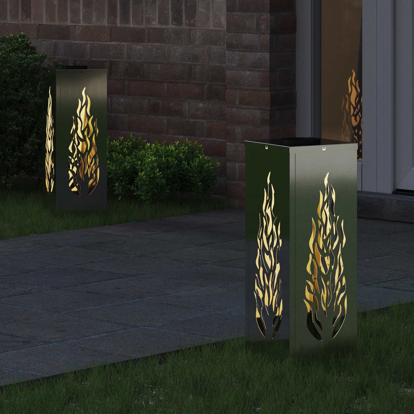 Lampes solaires LED pour chemin 2 pièces en acier galvanisé argenté