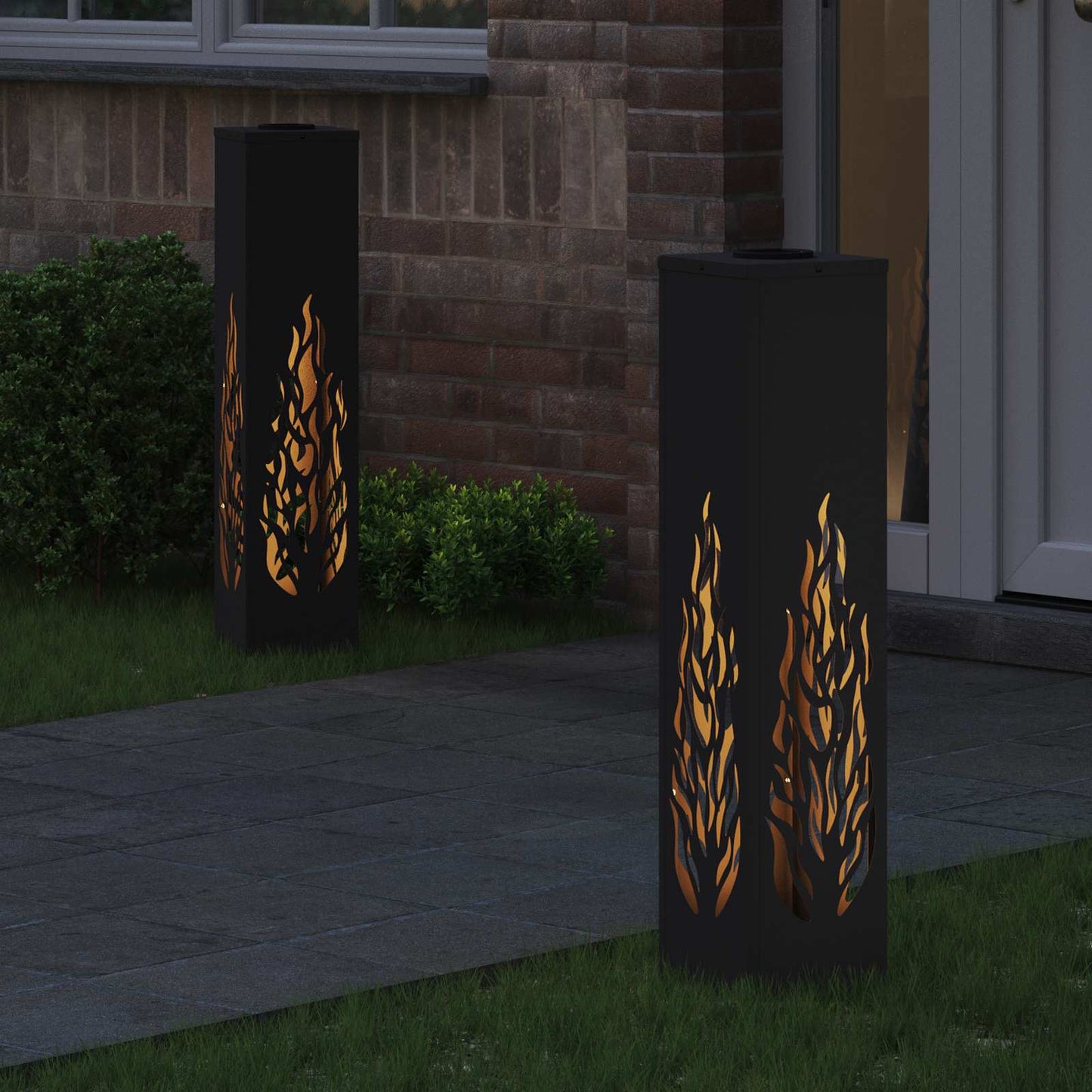 Solar LED Weg Licht 2 pcs Schwarz Kalt gewalzter Stahl
