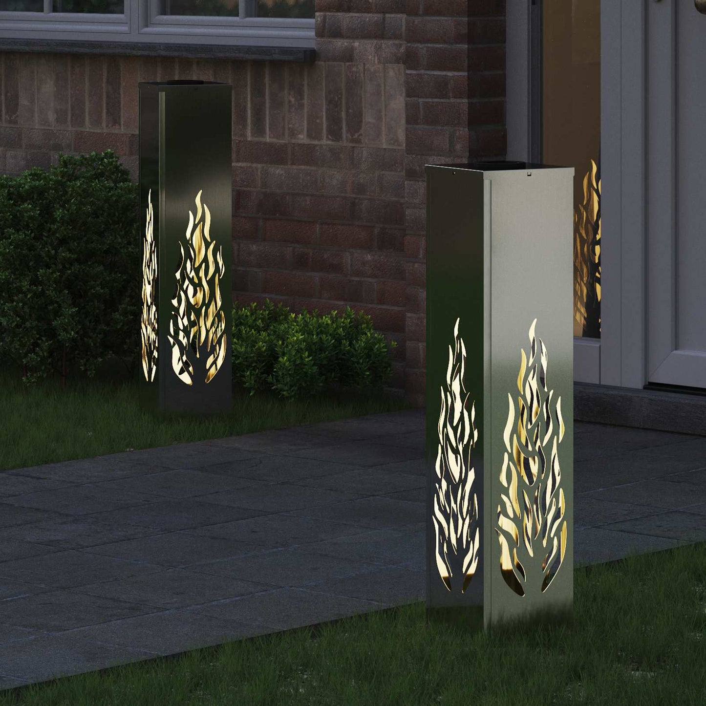 Solar LED Weg Licht 2 pcs Silber Galvanisiertes Stahl