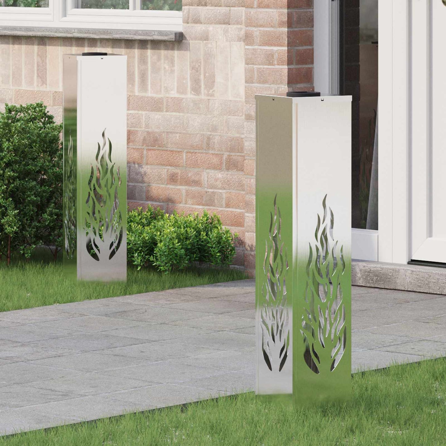 Solar LED Weg Licht 2 pcs Silber Galvanisiertes Stahl