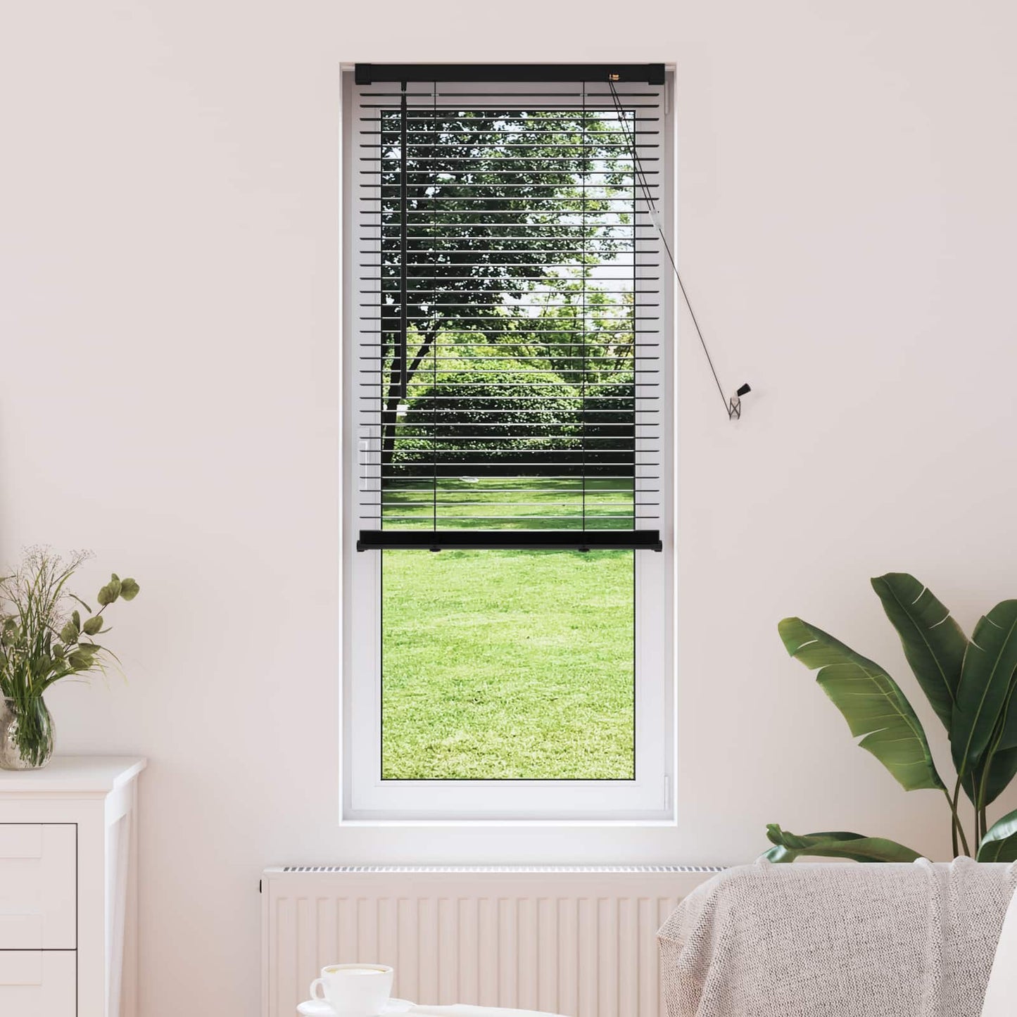 Venetianer Jalousie Verstellbar Schwarz 150 x 50 cm PVC