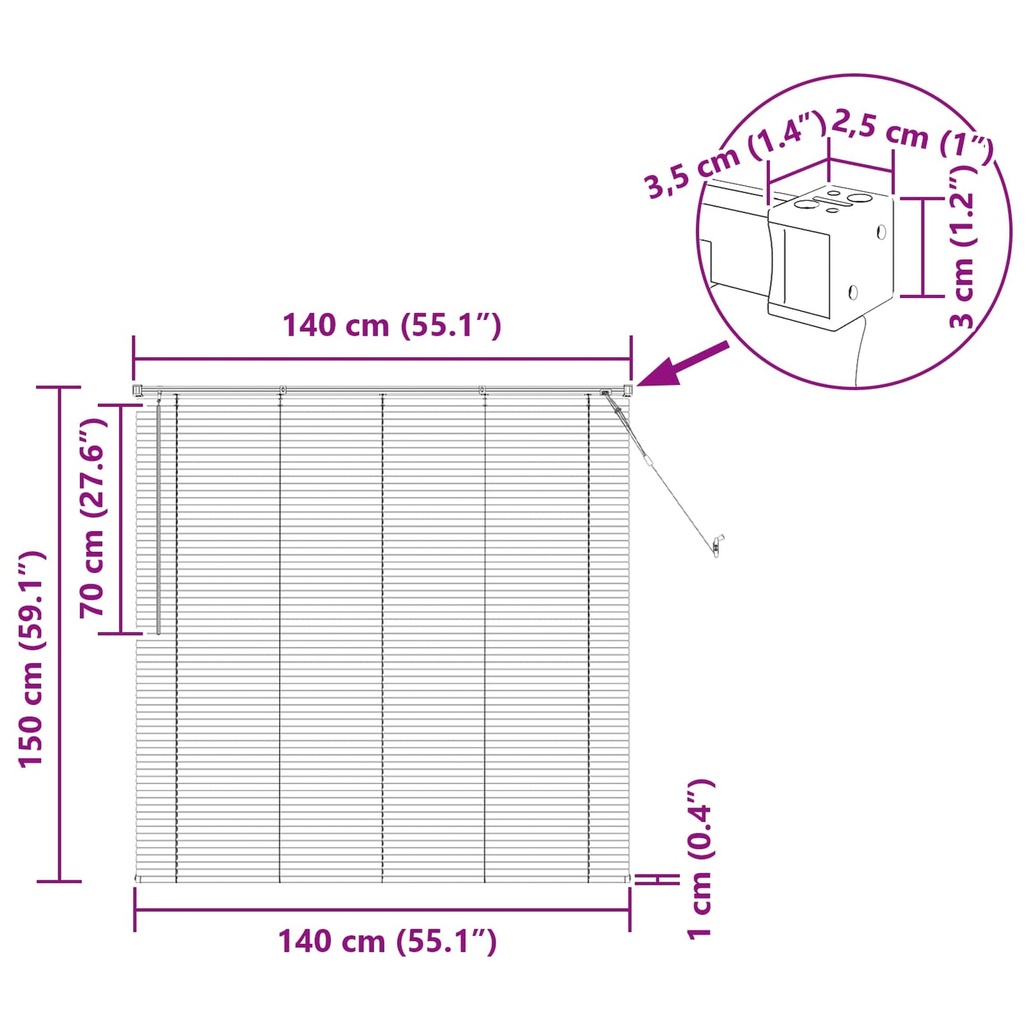 Venetian Blind Adjustable Black 150 x 140 cm PVC
