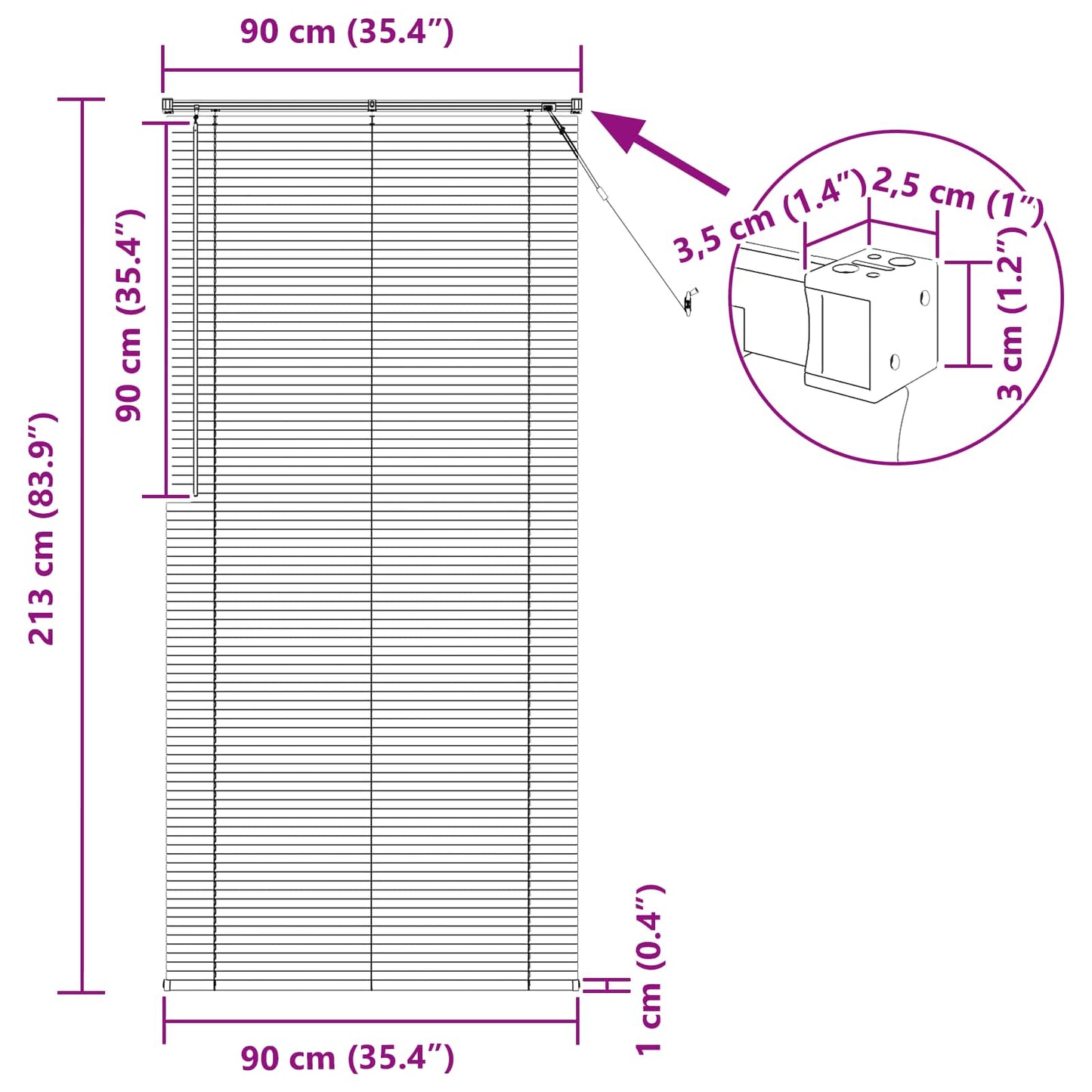 Venetianer Jalousie Verstellbar Schwarz 213 x 90 cm PVC