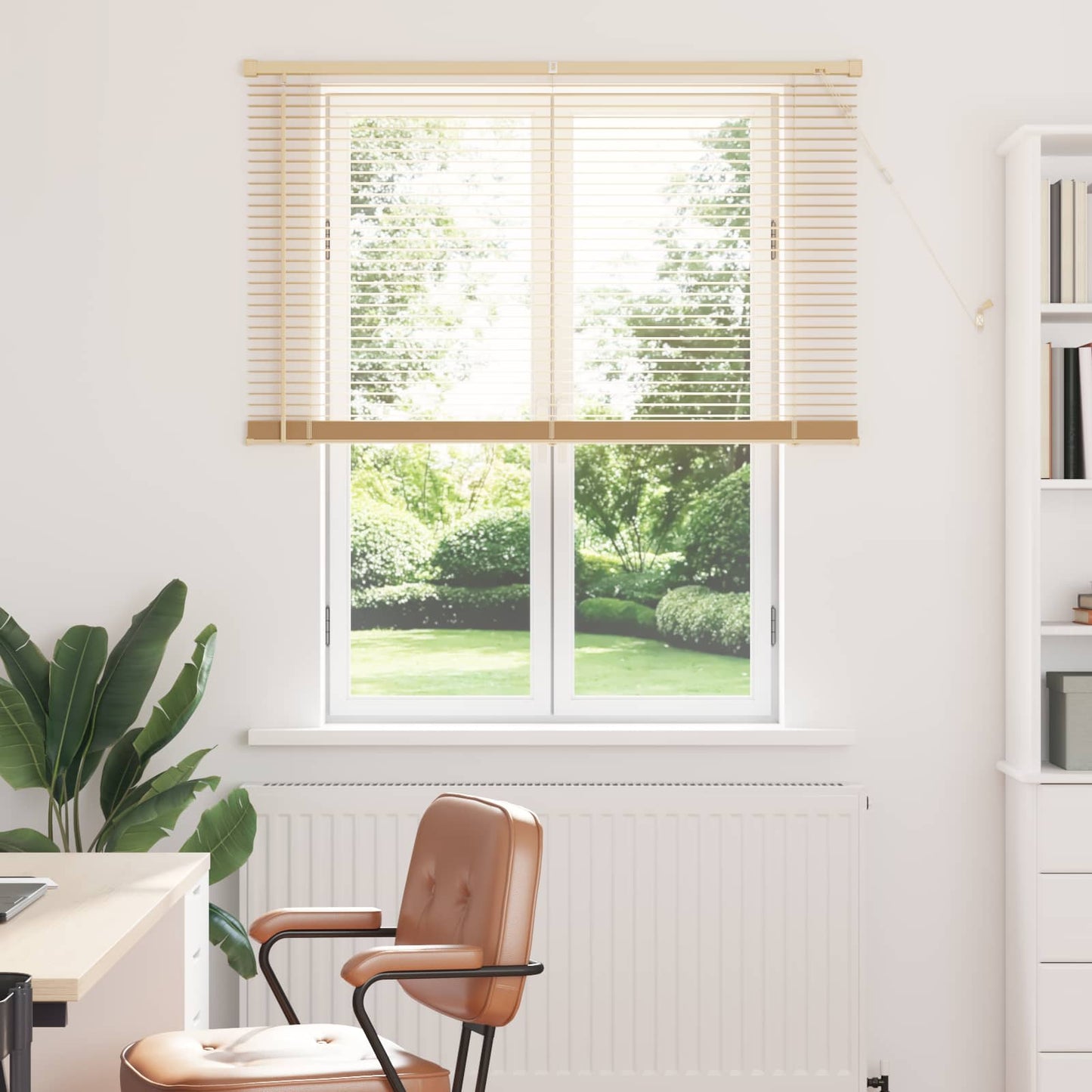 Venetianer Jalousie Hellbraun mit Muster 150 x 110 cm PVC