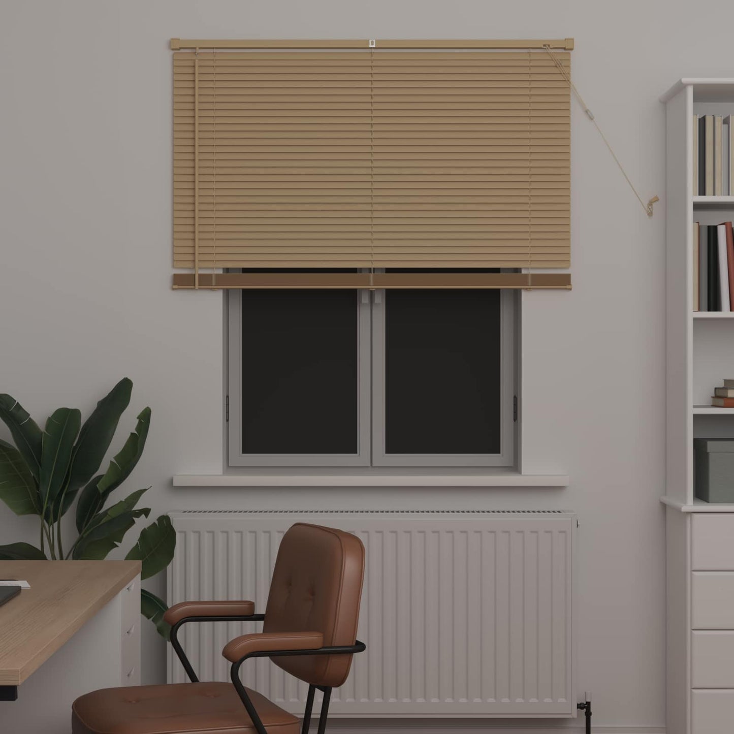 Venetianer Jalousie Hellbraun mit Muster 150 x 110 cm PVC