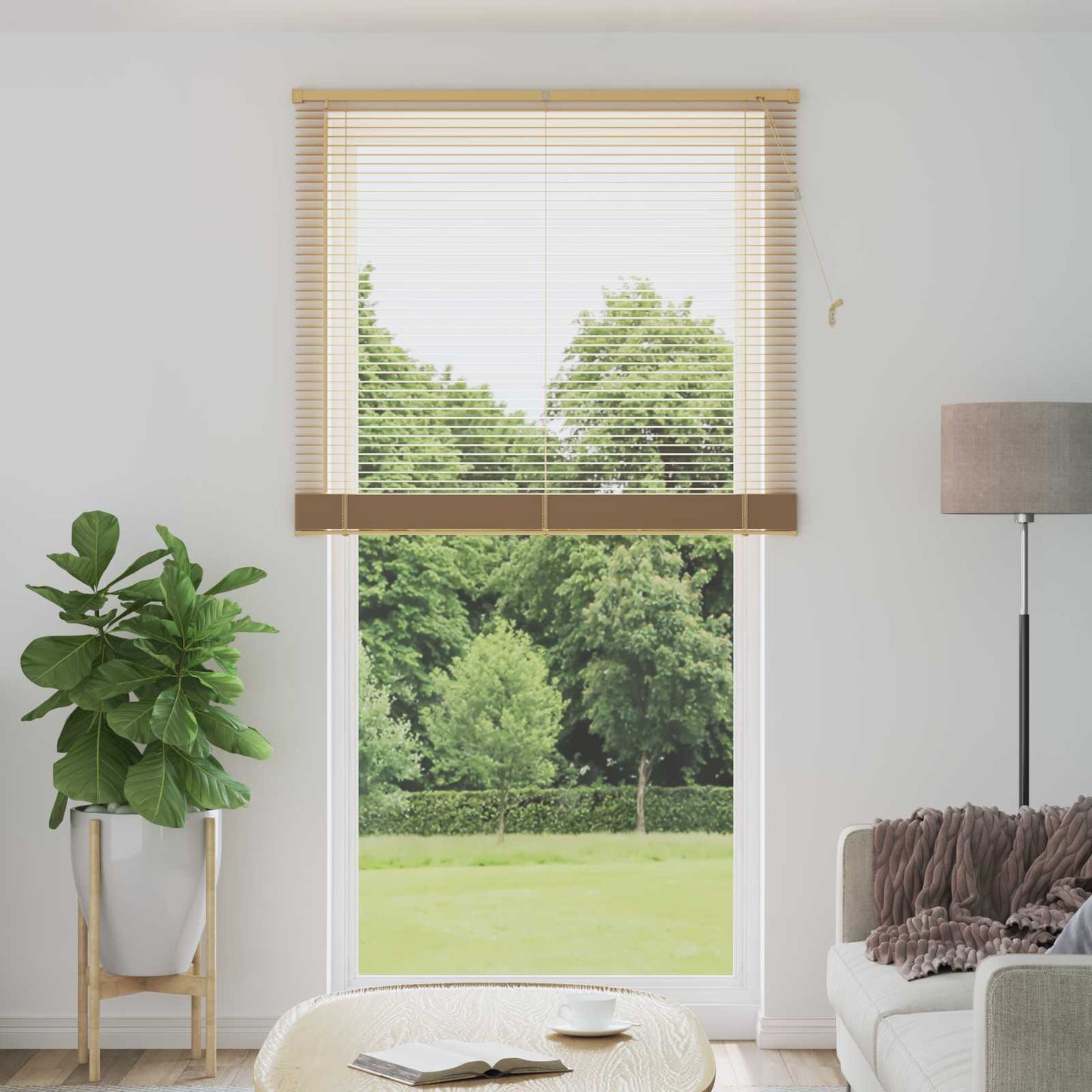Venetianer Jalousie Hellbraun mit Muster 213 x 110 cm PVC