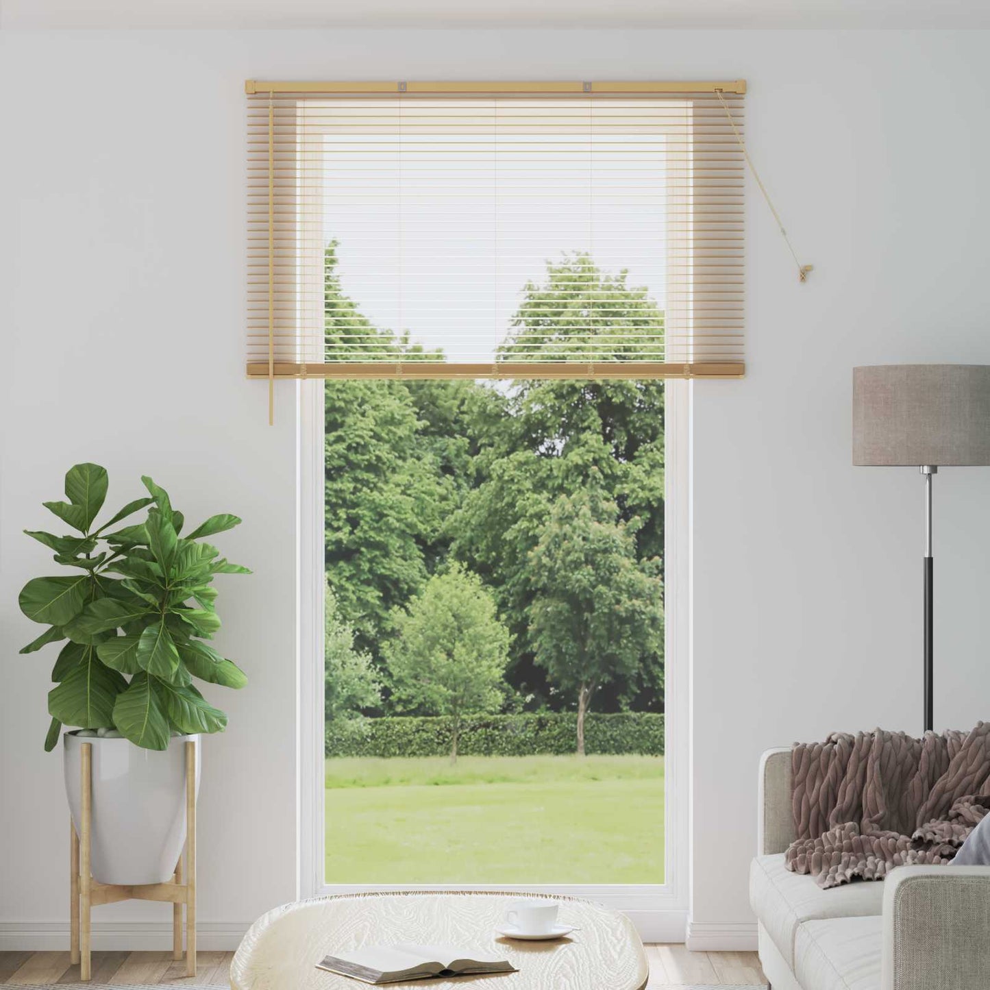 Venetianer Jalousie Hellbraun mit Muster 213 x 160 cm PVC