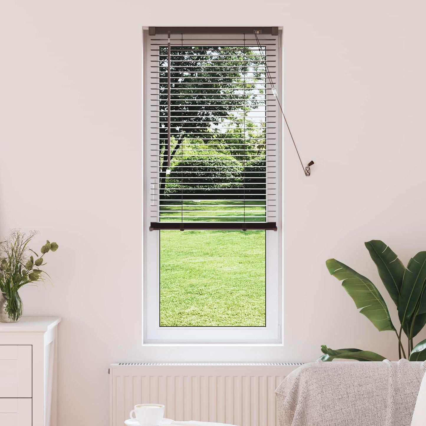 Store vénitien PVC marron foncé à motif 150 x 60 cm