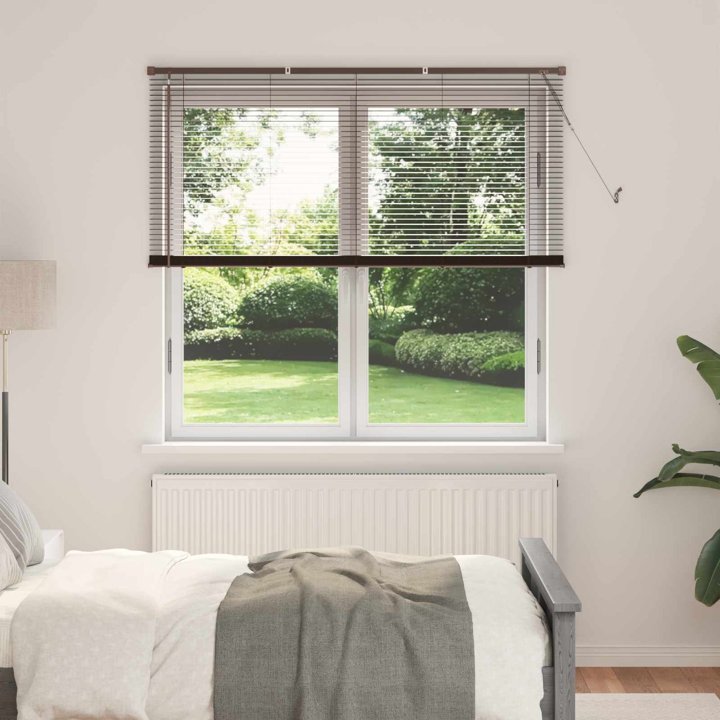 Venetianer Jalousie Dunkelbraun mit Muster 150 x 130 cm PVC