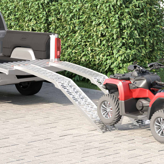Motorradrampe 680 kg 2 pcs Silber 222 x 28 x 5 cm Aluminium