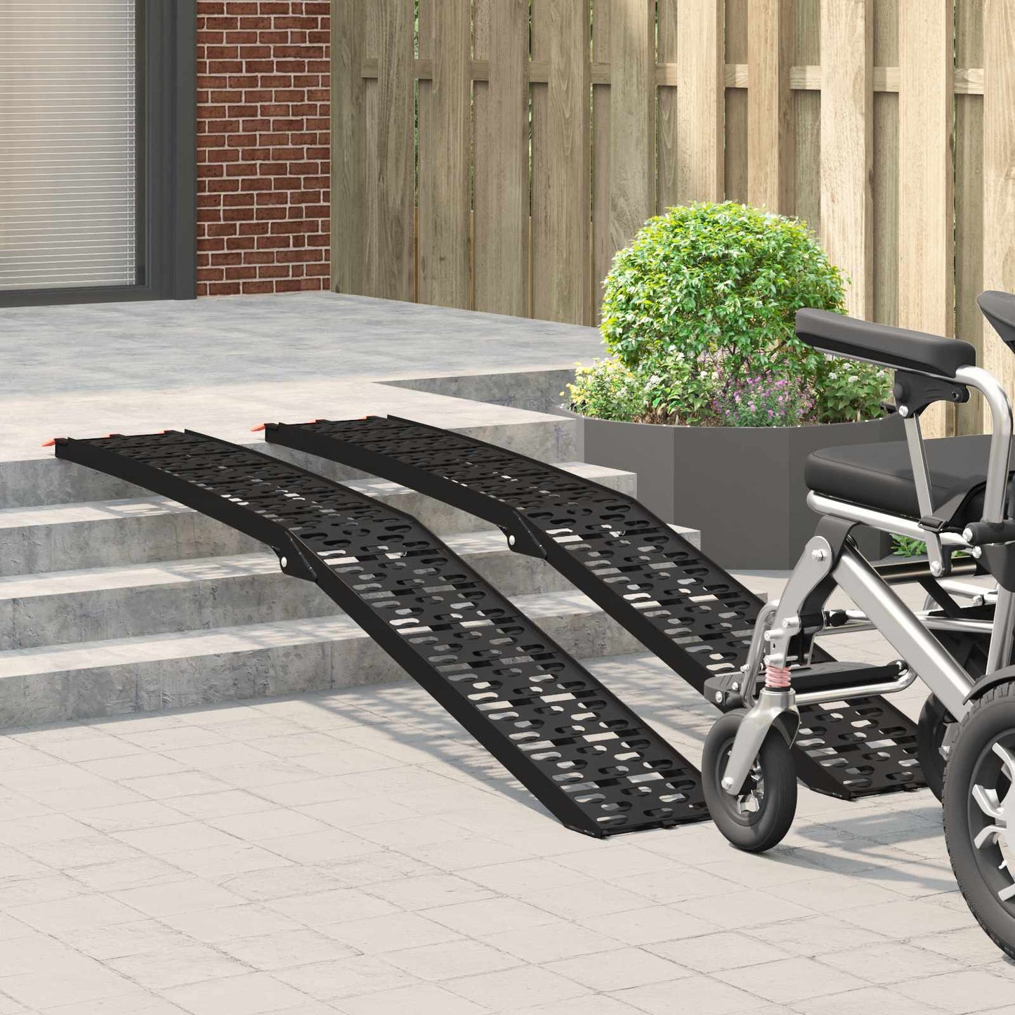Motorradrampe 680 kg 2 pcs Schwarz 222 x 28 x 5 cm Aluminium