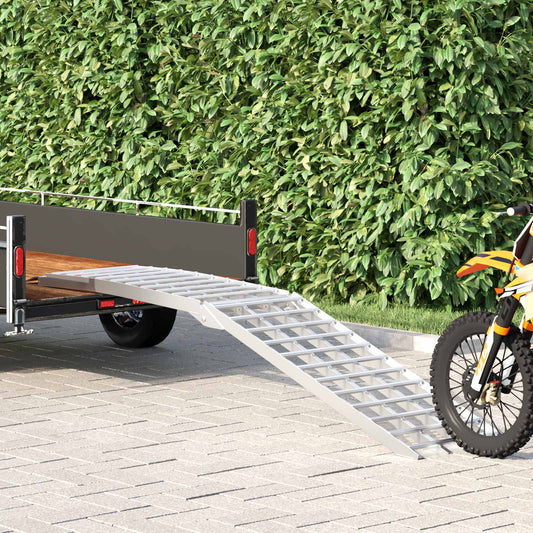Motorradrampe 680 kg Silber 230 x 44 x 5 cm Aluminium