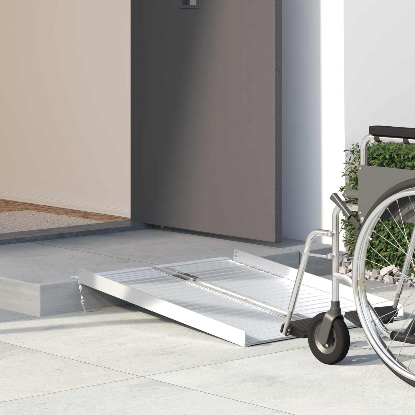 Rampe pour fauteuil roulant 270 kg Argent 92 x 73 x 5 cm Aluminium
