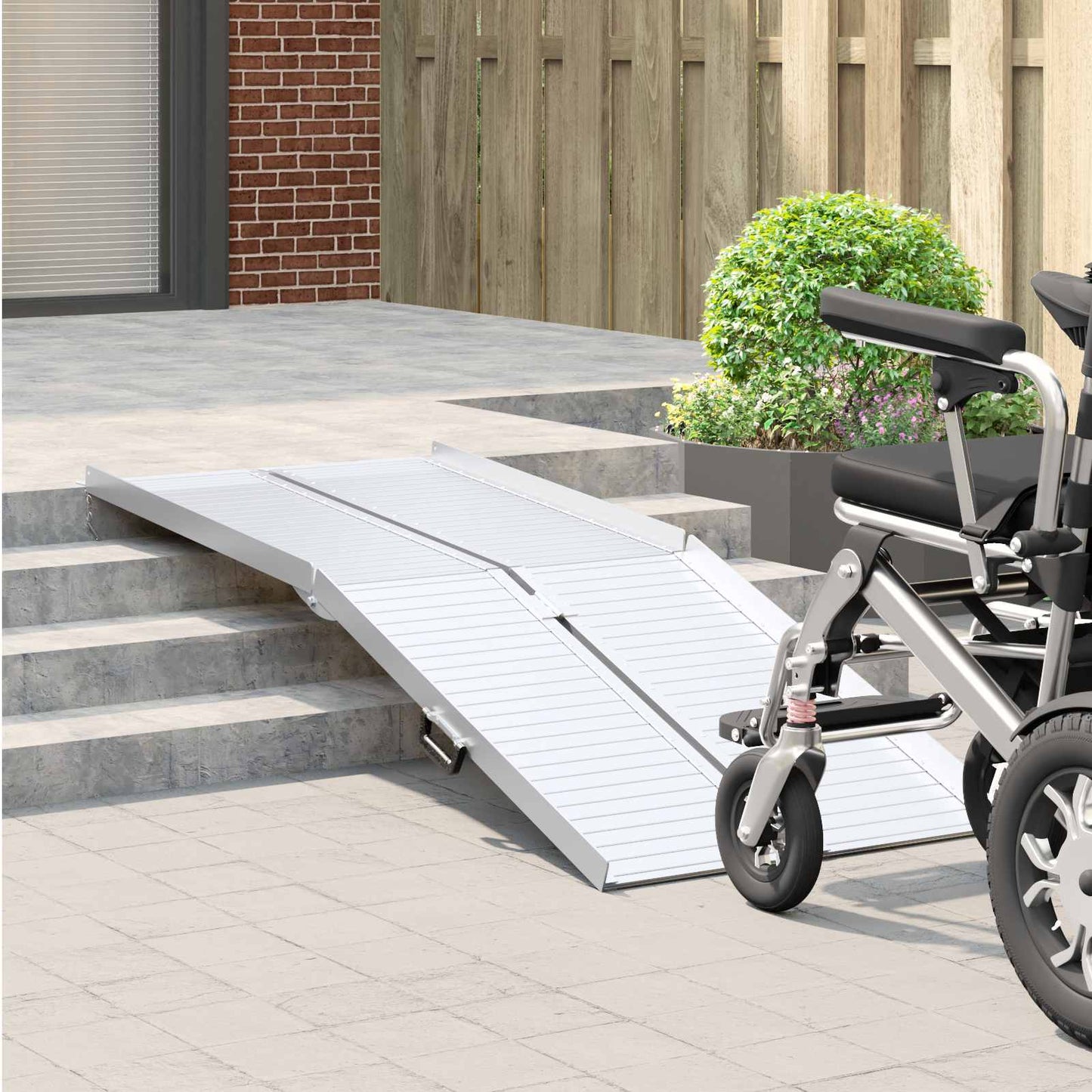 Rampe pour fauteuil roulant 270 kg Argent 92 x 73 x 5 cm Aluminium