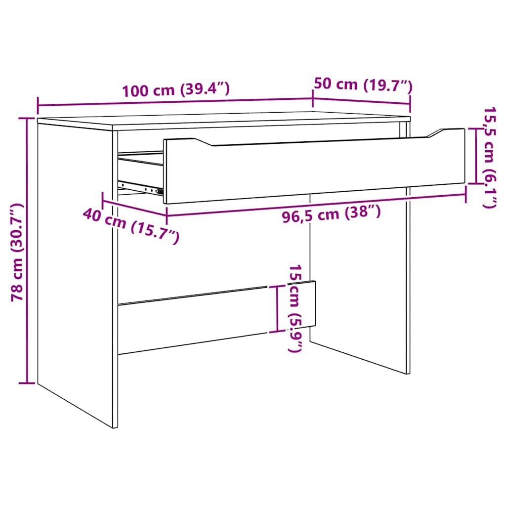 Schreibtisch Graues Sonoma 100 x 50 x 78 cm Holzwerkstoff