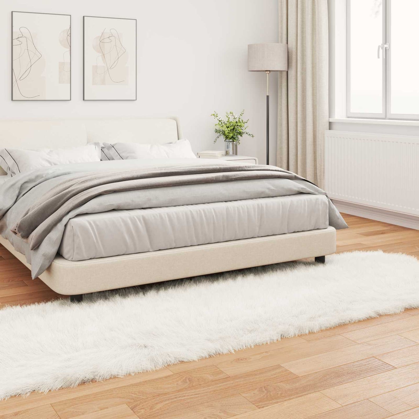 Tapis peau de mouton synthétique Tafalla Blanc 80 x 250 cm Polyester