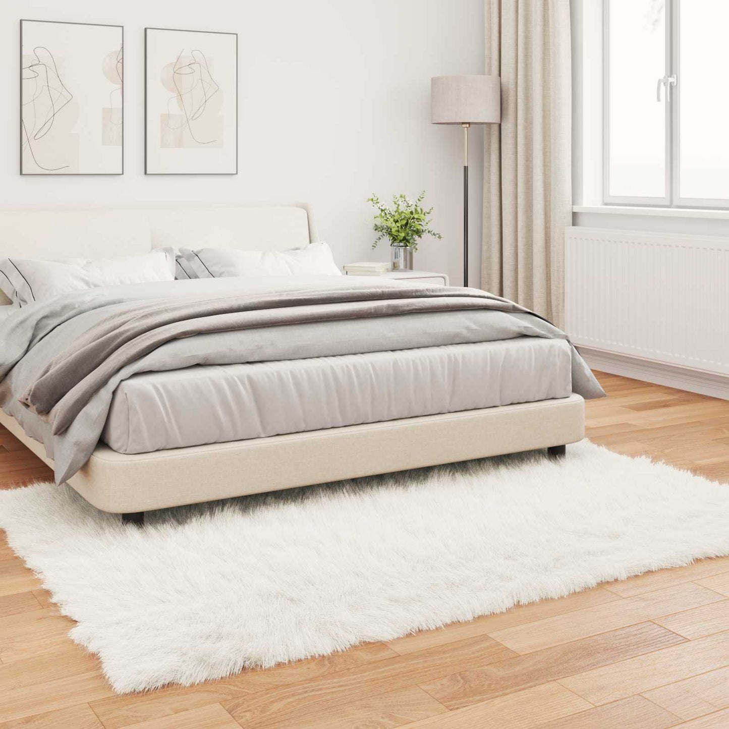 Tapis en fausse fourrure de mouton Tafalla Blanc 140 x 200 cm Polyester