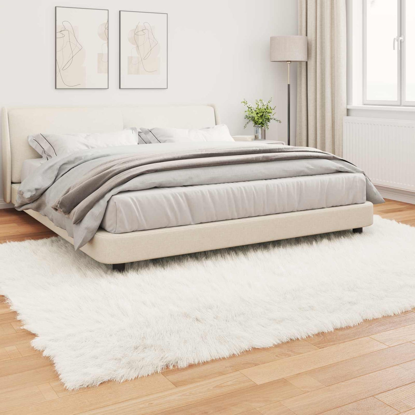 Kunstschaffell Teppich Tafalla Weiß 240 x 340 cm Polyester