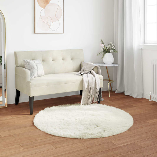 Kunstschaffell Teppich Tafalla Weiß Ø 80 cm Polyester