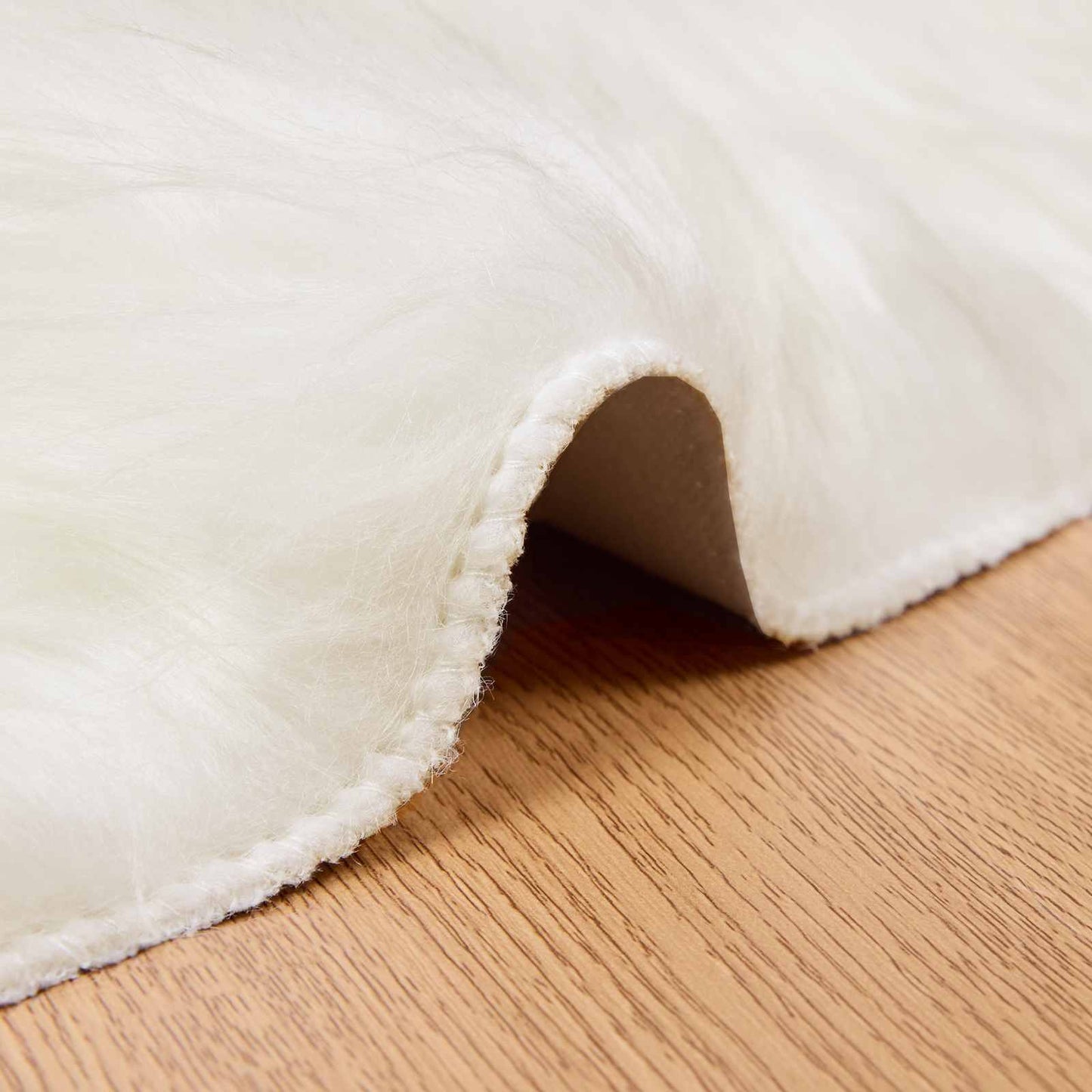 Kunstschaffell Teppich Tafalla Weiß Ø 120 cm Polyester
