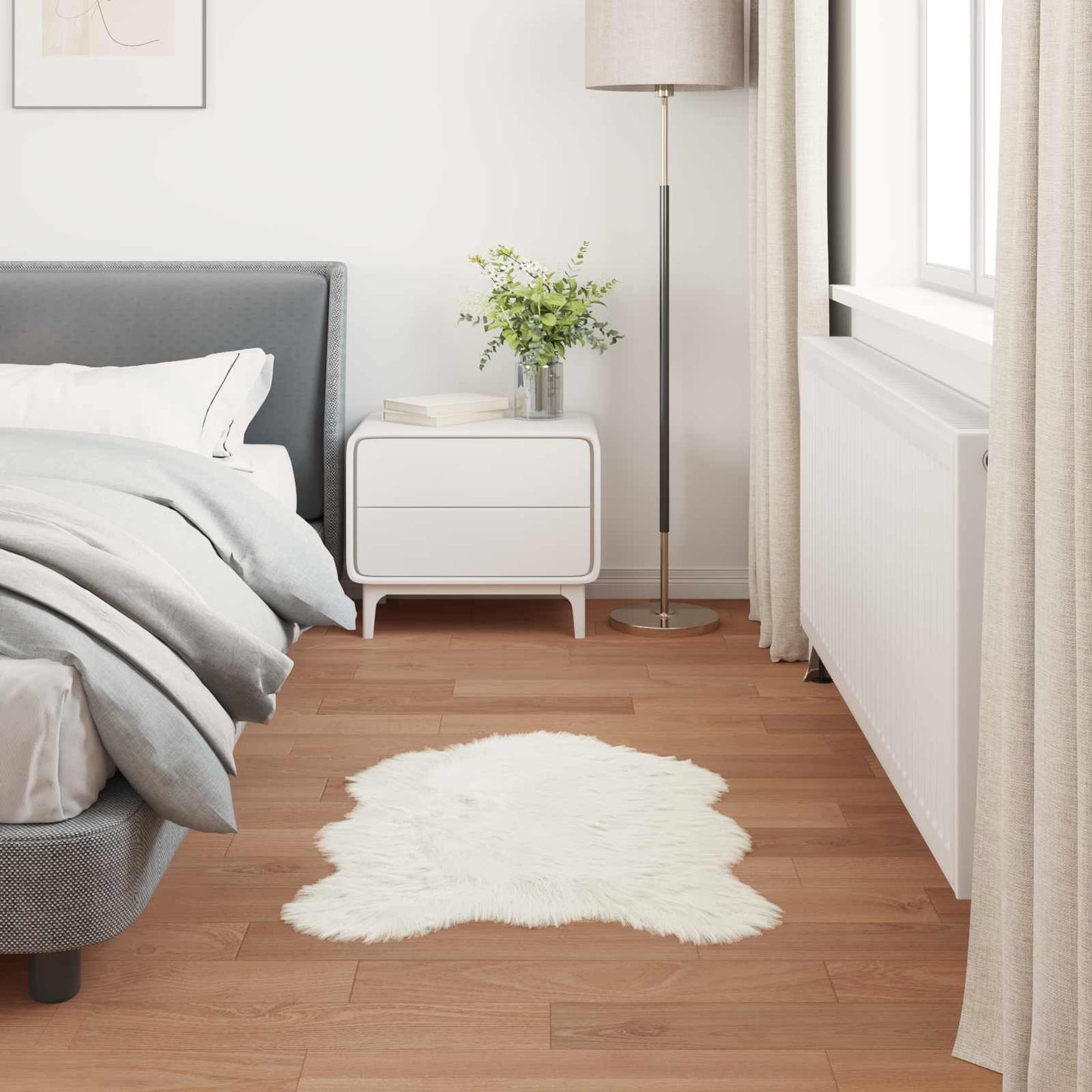 Artificial Sheepskin Rug Tafalla White 80 x 120 cm Polyester