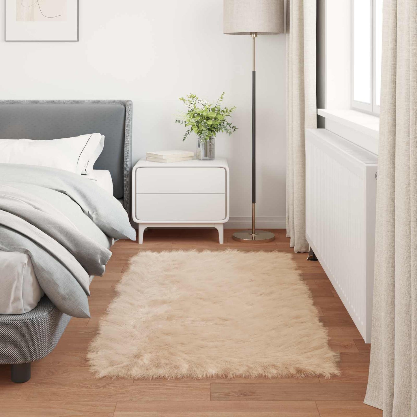 Faux Sheepskin Rug Tafalla Beige 80 x 150 cm Polyester