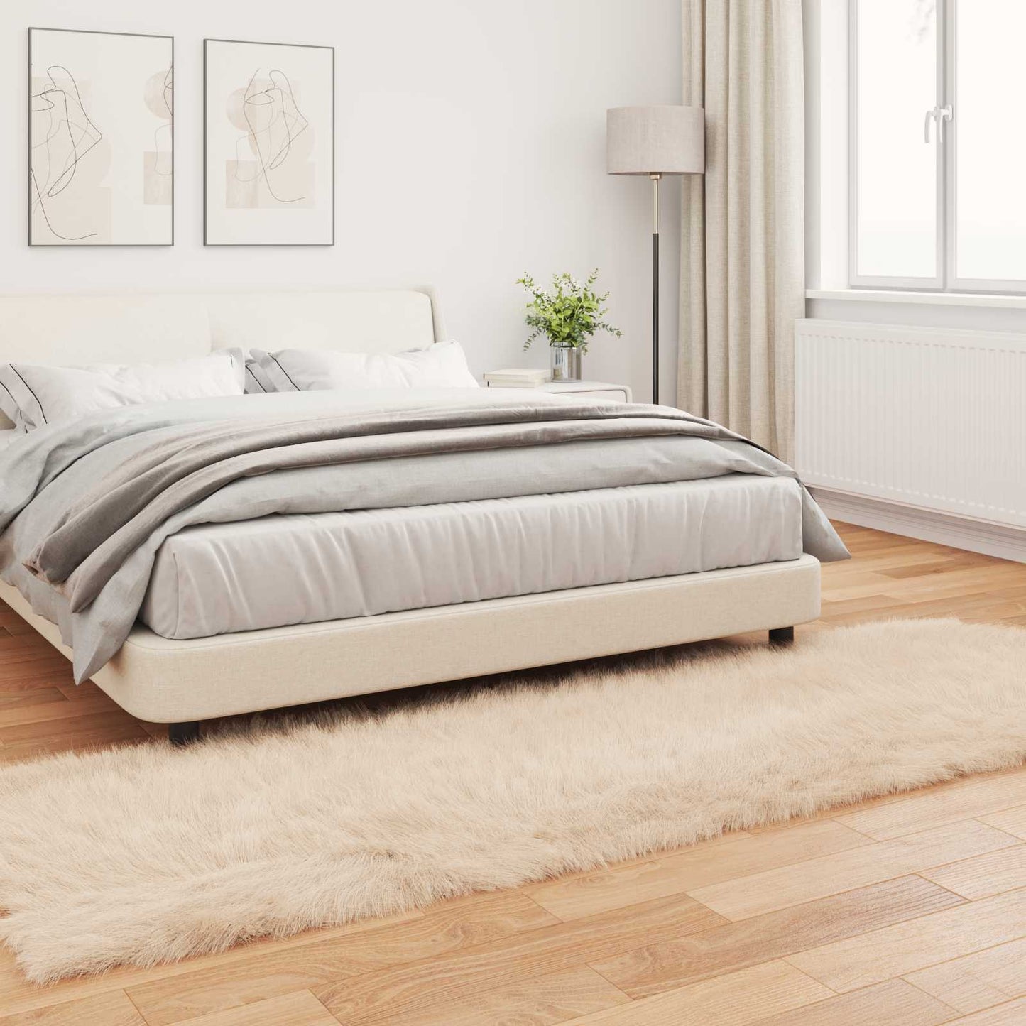 Faux Sheepskin Rug Tafalla Beige 80 x 250 cm Polyester