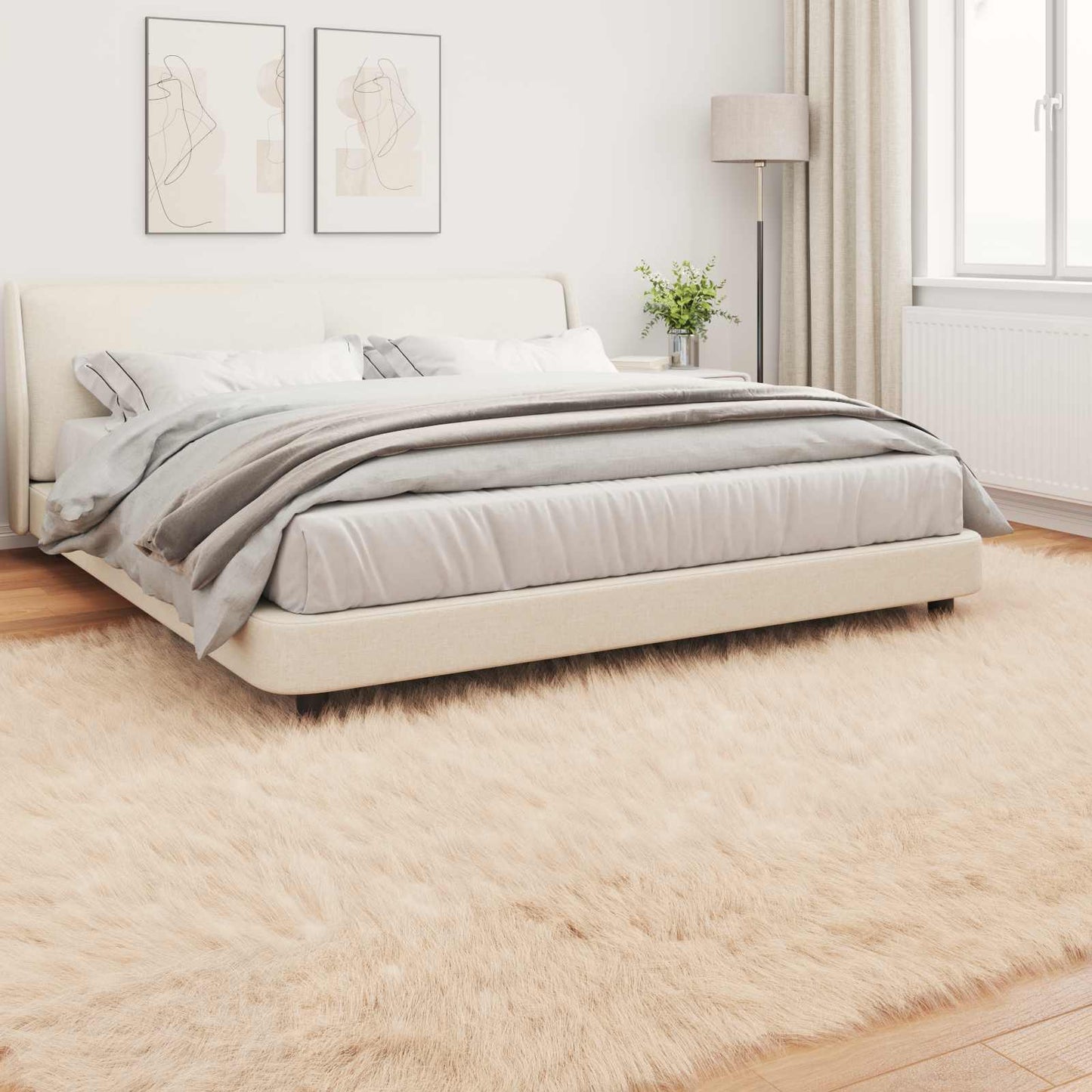 Tapis en fausse fourrure de mouton Tafalla Beige 200 x 280 cm Polyester