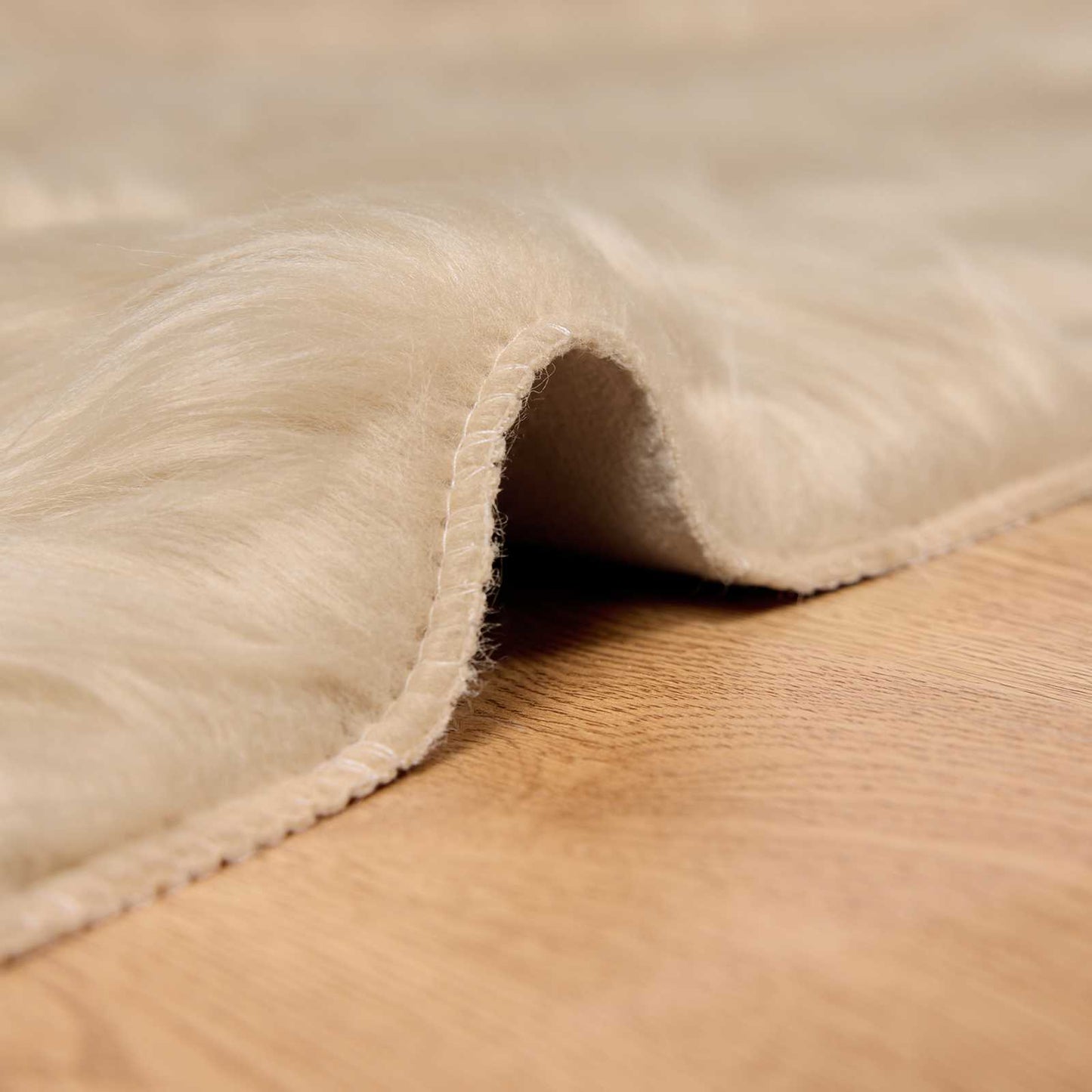 Kunstschaffell Teppich Tafalla Beige 160 x 160 cm Polyester