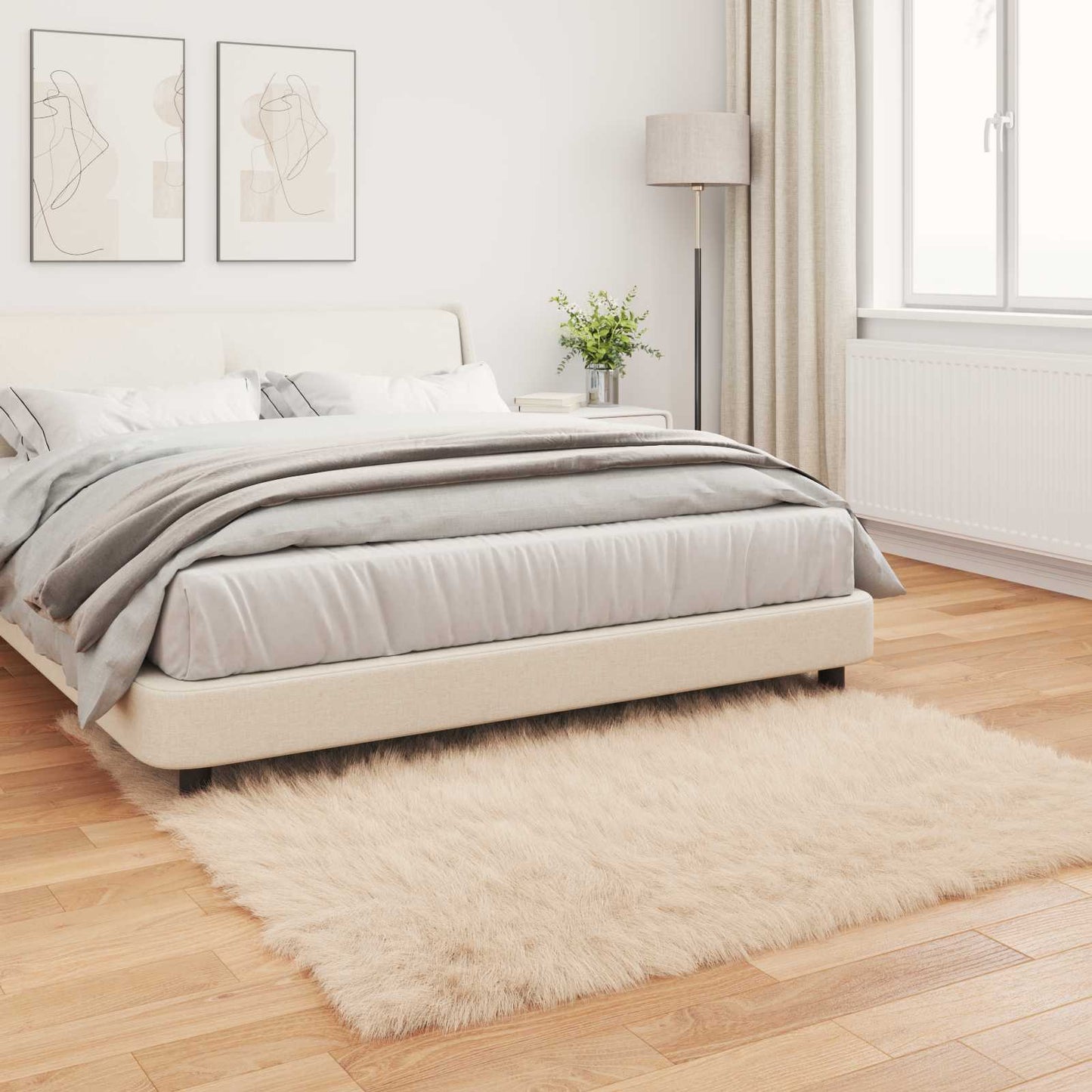 Kunstschaffell Teppich Tafalla Beige 160 x 160 cm Polyester