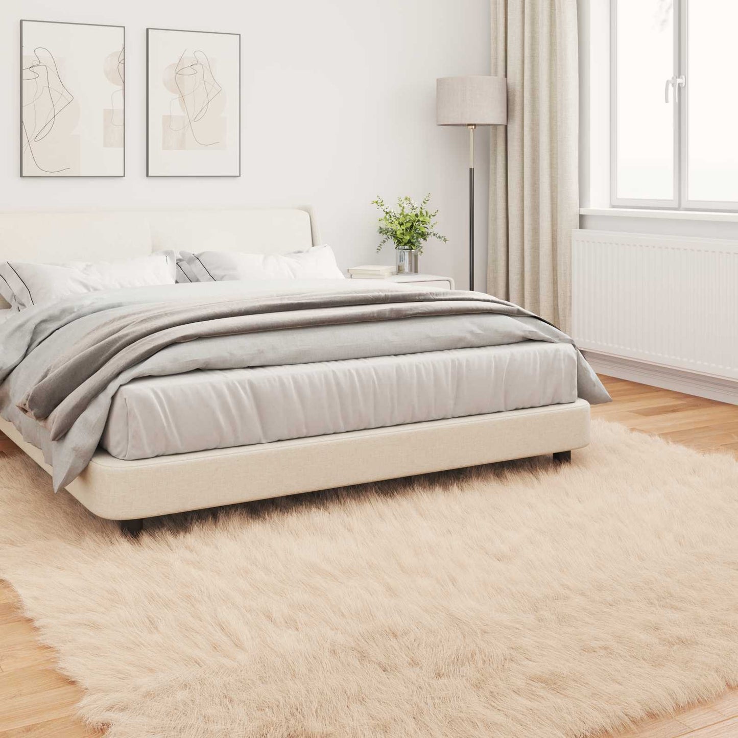 Kunstschaffell Teppich Tafalla Beige 200 x 200 cm Polyester