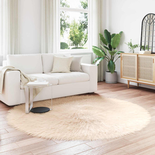 Artificial Sheepskin Rug Tafalla Beige Ø 200 cm Polyester