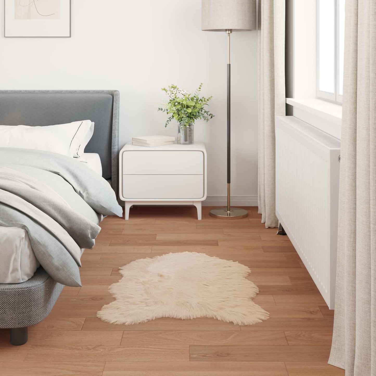Tapis peau de mouton synthétique Tafalla Beige 60 x 90 cm Polyester