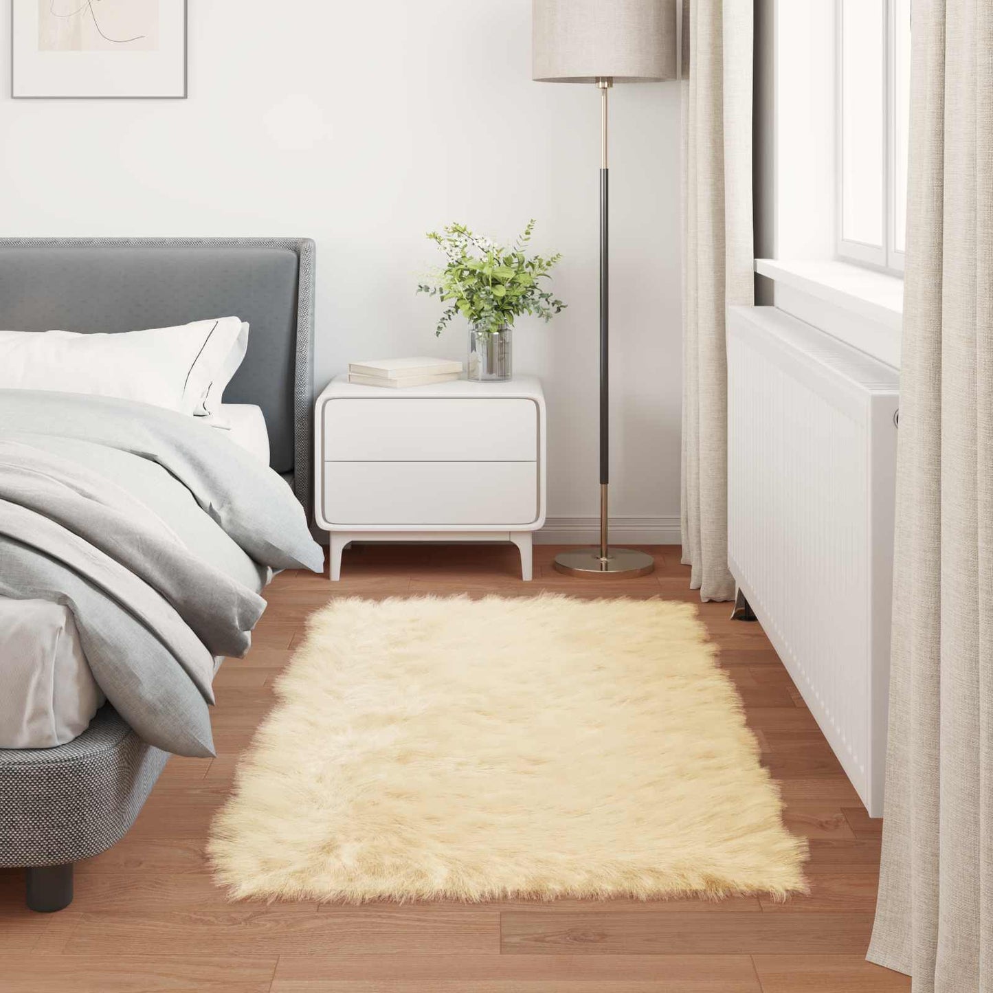 Tapis en fausse fourrure Tafalla Crème 80 x 150 cm Polyester