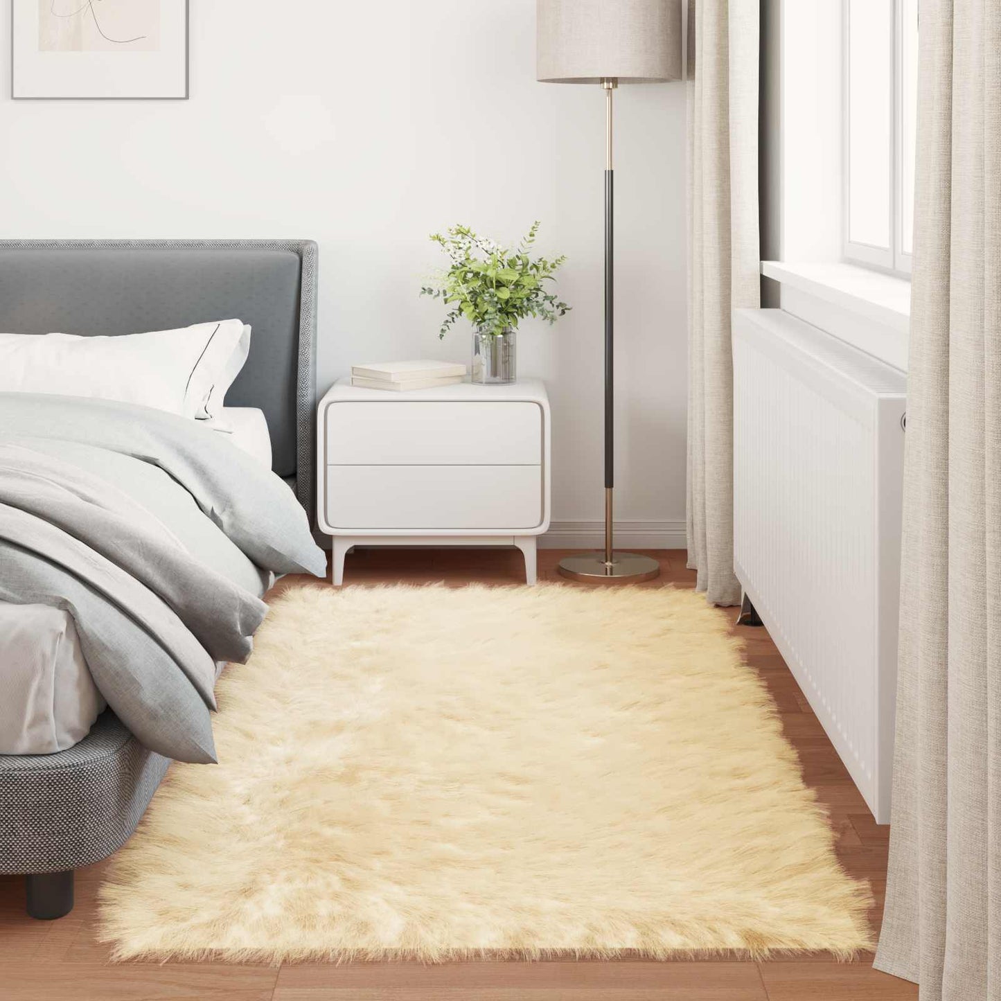Tapis imitation peau de mouton Tafalla Crème 80 x 200 cm Polyester