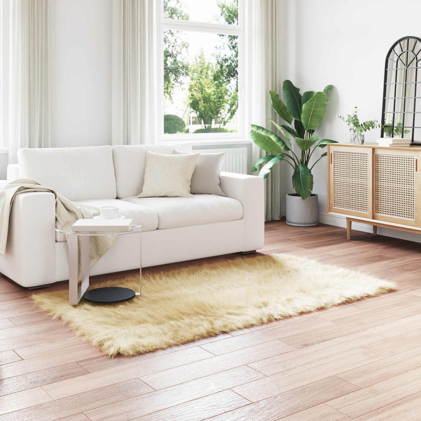 Faux Sheepskin Rug Tafalla Cream 140 x 200 cm Polyester