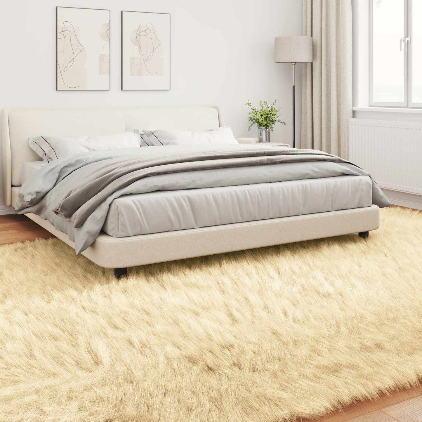 Tapis en fausse fourrure Tafalla Crème 200 x 280 cm Polyester