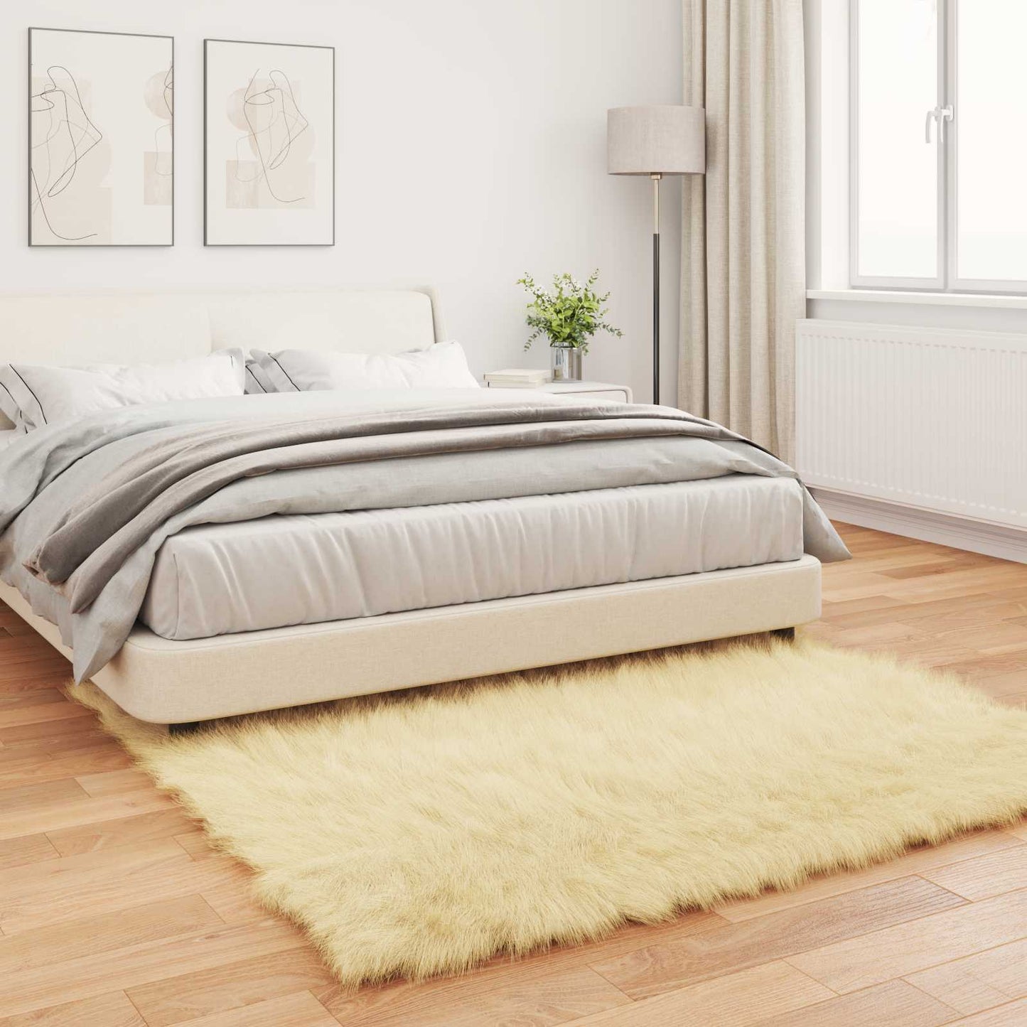 Kunstschaffell Teppich Tafalla Creme 160 x 160 cm Polyester