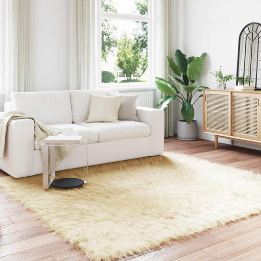 Kunstschaffell Teppich Tafalla Creme 200 x 200 cm Polyester