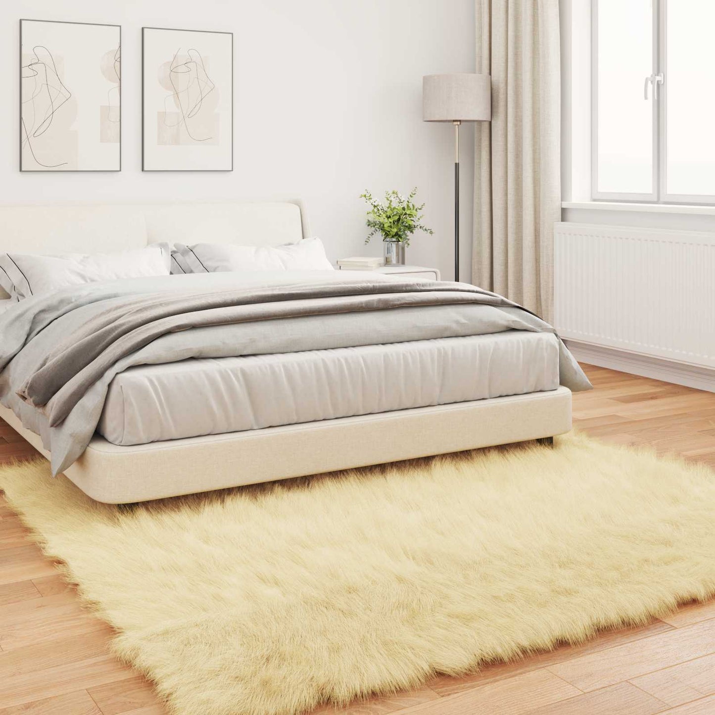 Kunstschaffell Teppich Tafalla Creme 200 x 200 cm Polyester
