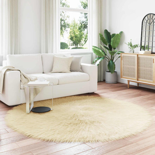 Kunstschaffell Teppich Tafalla Creme Ø 160 cm Polyester