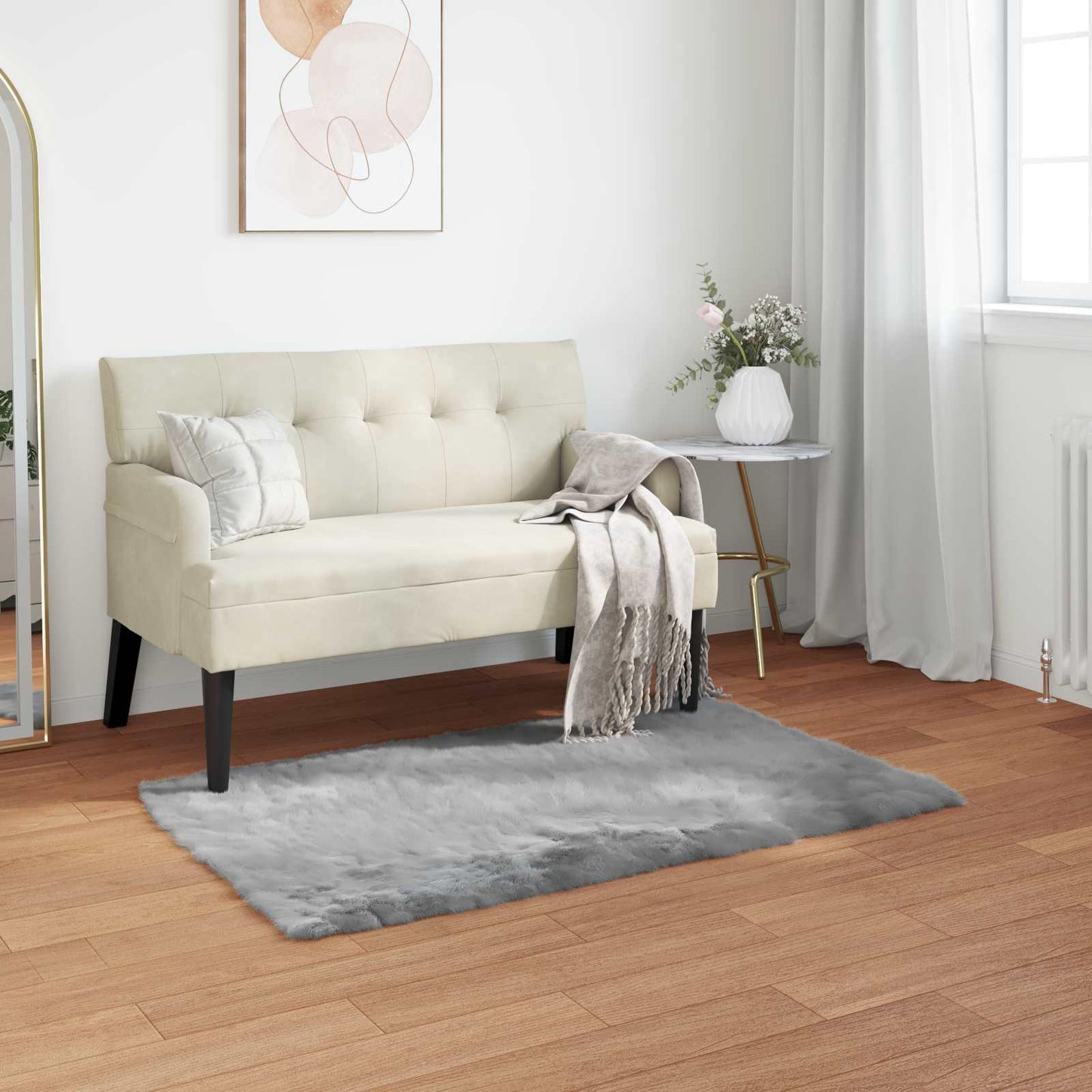 Faux Sheepskin Rug Tafalla Grey 60 x 110 cm Polyester