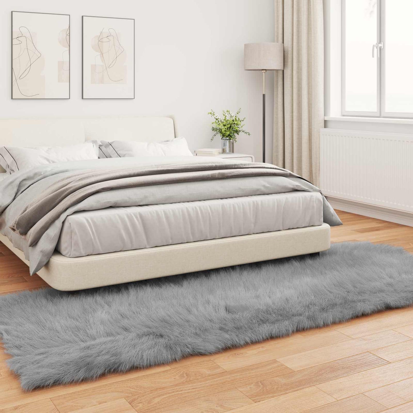 Kunstschaffell Teppich Tafalla Grau 80 x 250 cm Polyester