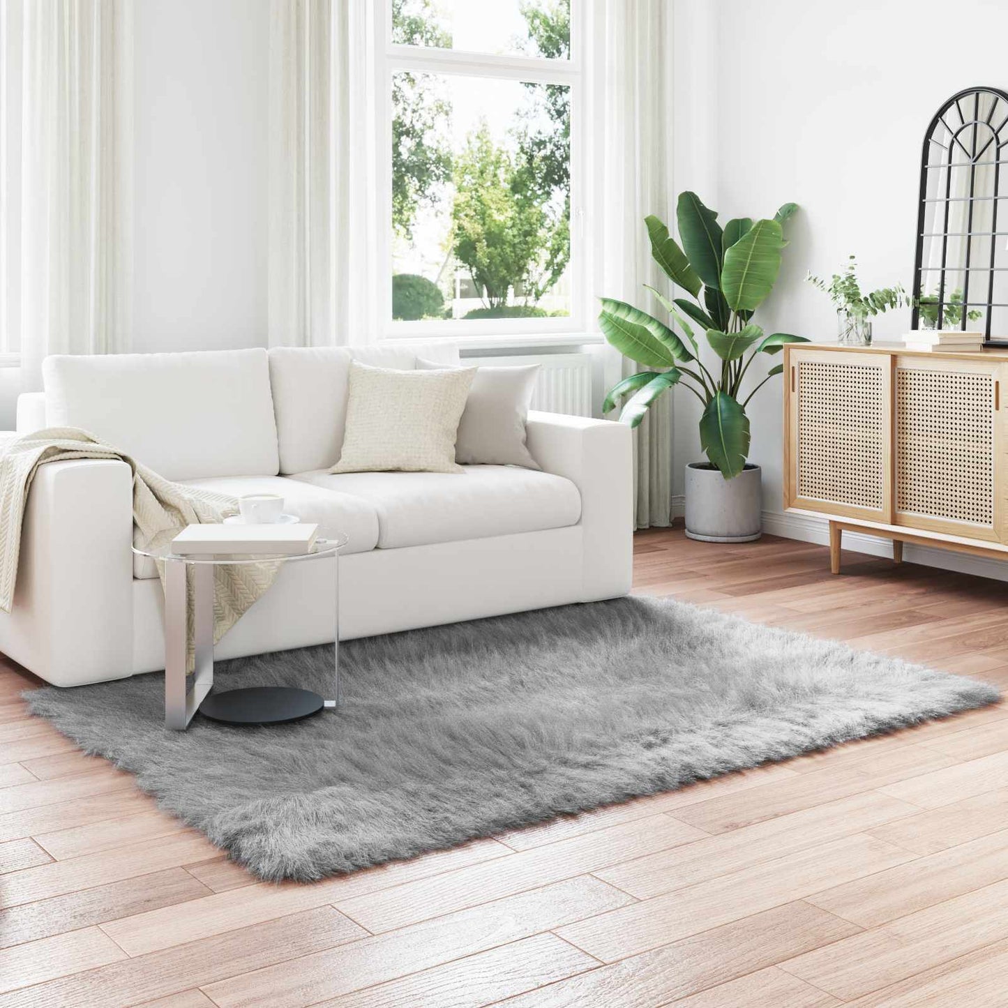 Kunstschaffell Teppich Tafalla Grau 140 x 200 cm Polyester
