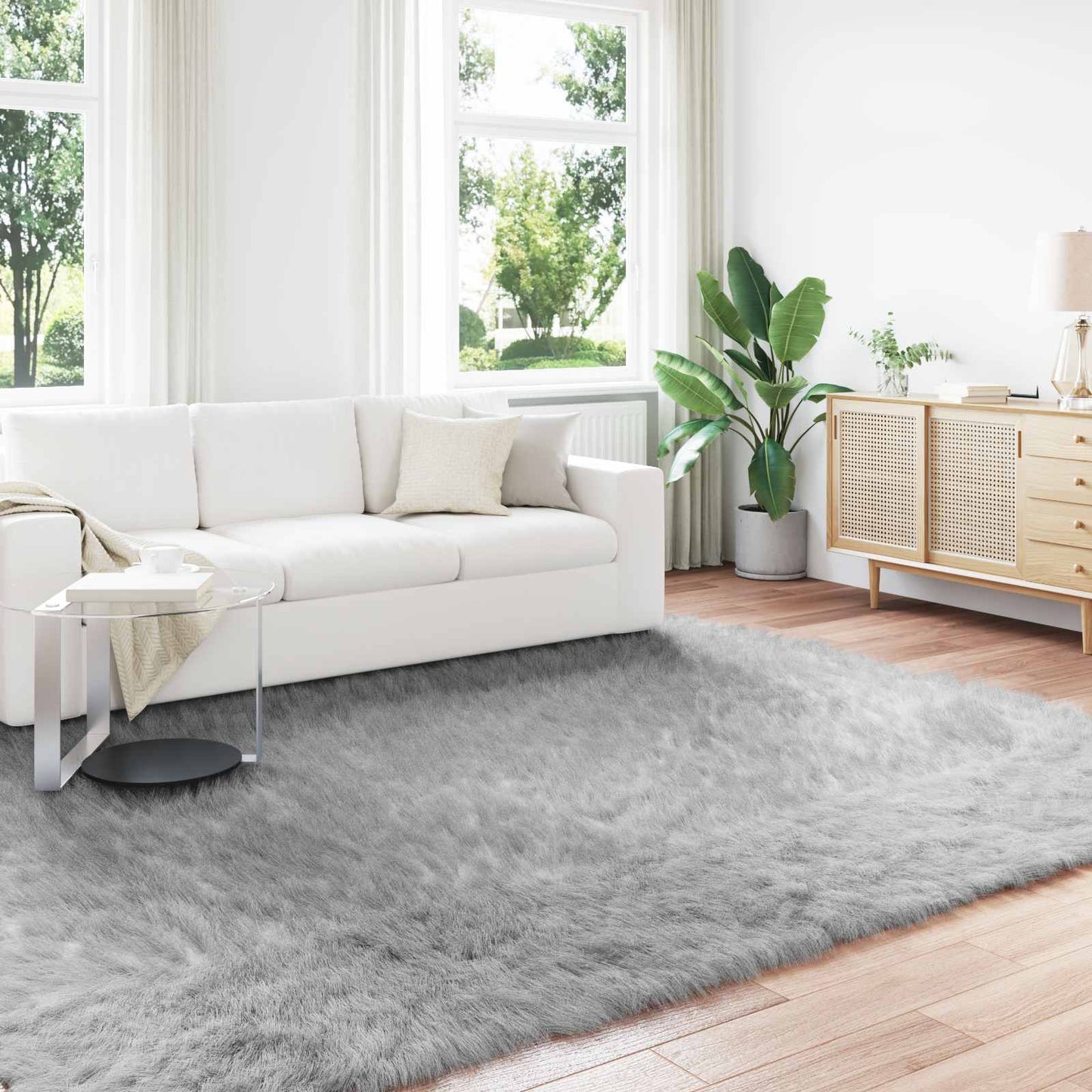 Tapis imitation peau de mouton Tafalla Gris 200 x 280 cm Polyester
