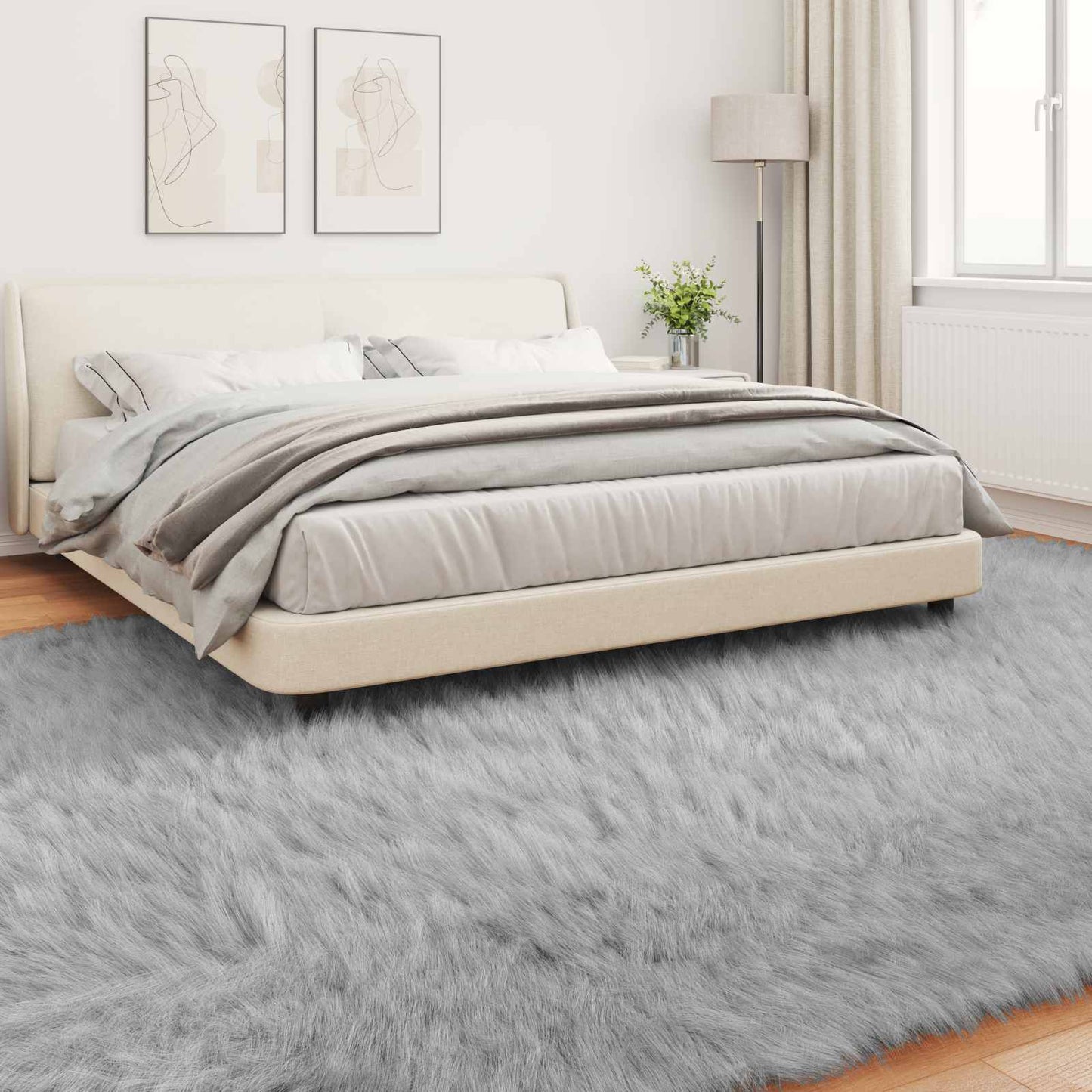 Tapis imitation peau de mouton Tafalla Gris 200 x 280 cm Polyester