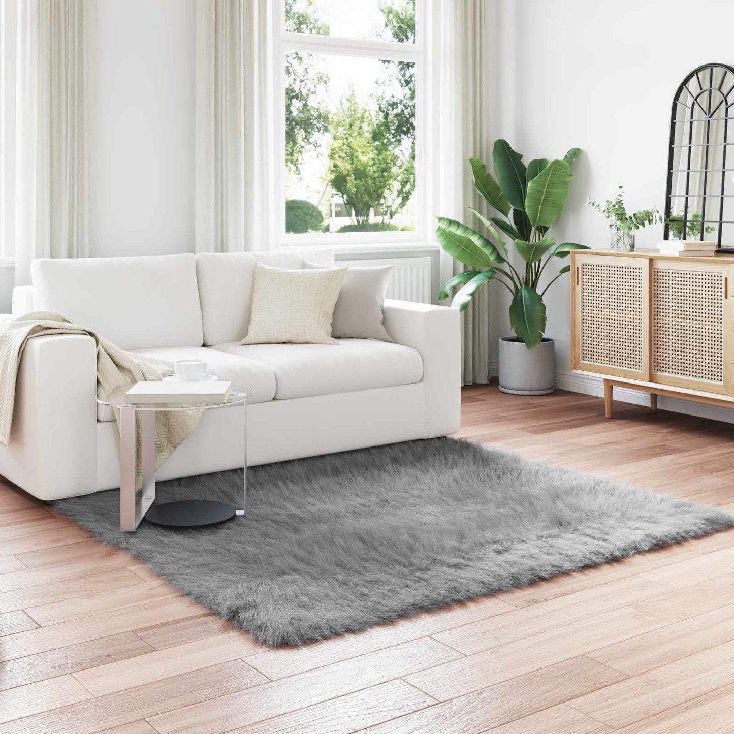Tapis en fausse fourrure Tafalla Gris 160 x 160 cm Polyester