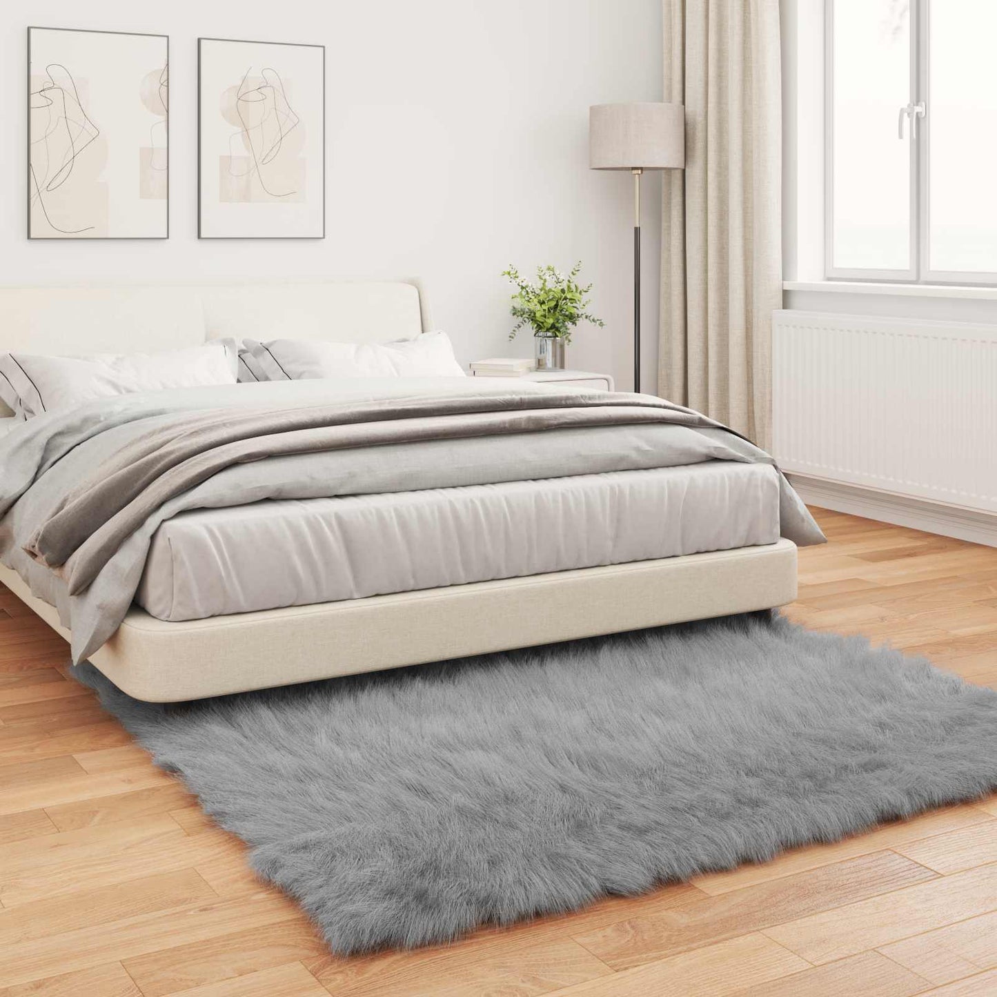 Tapis en fausse fourrure Tafalla Gris 160 x 160 cm Polyester
