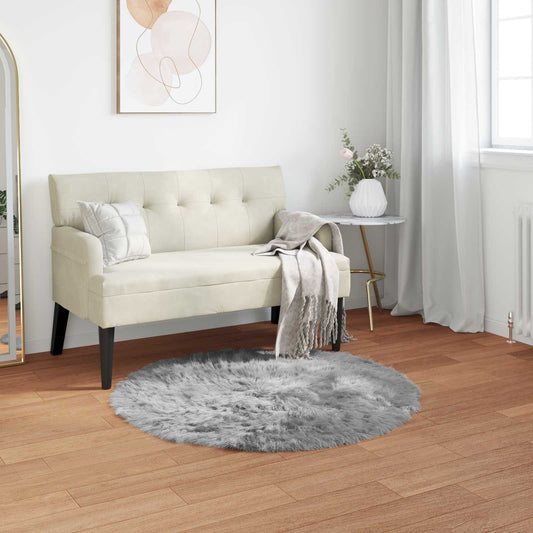 Kunstschaffell Teppich Tafalla Grau Ø 120 cm Polyester